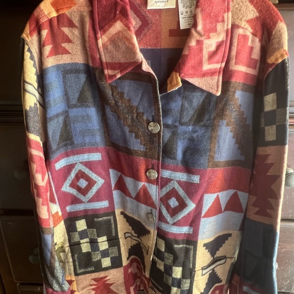 Monterey by Koret Aztec Print Jacket – Red & Blue Southwestern Style - Picture 1 of 3